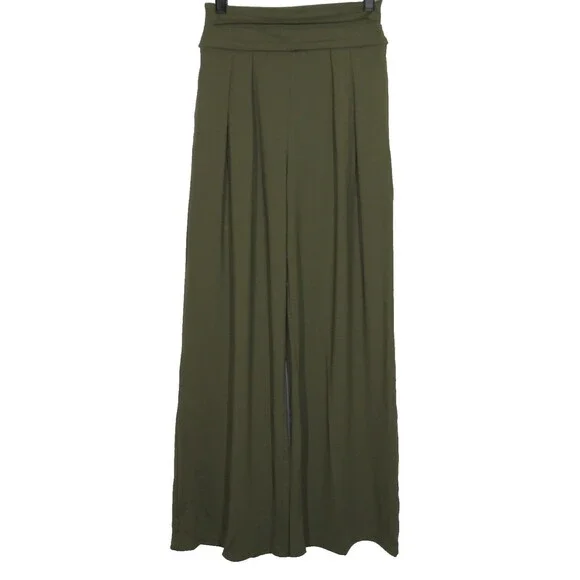 Halara Olive Super High Waist Flowy Wide Leg Pull On Side Pocket Pants Size XS - Picture 4 of 11